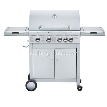 4 Burners stainless steel ganda Lapisan Gas grill